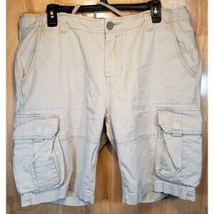 1897 Men’s Cargo Shorts Size 34 Beige 100% Cotton Multi Pocket Outdoor Casual